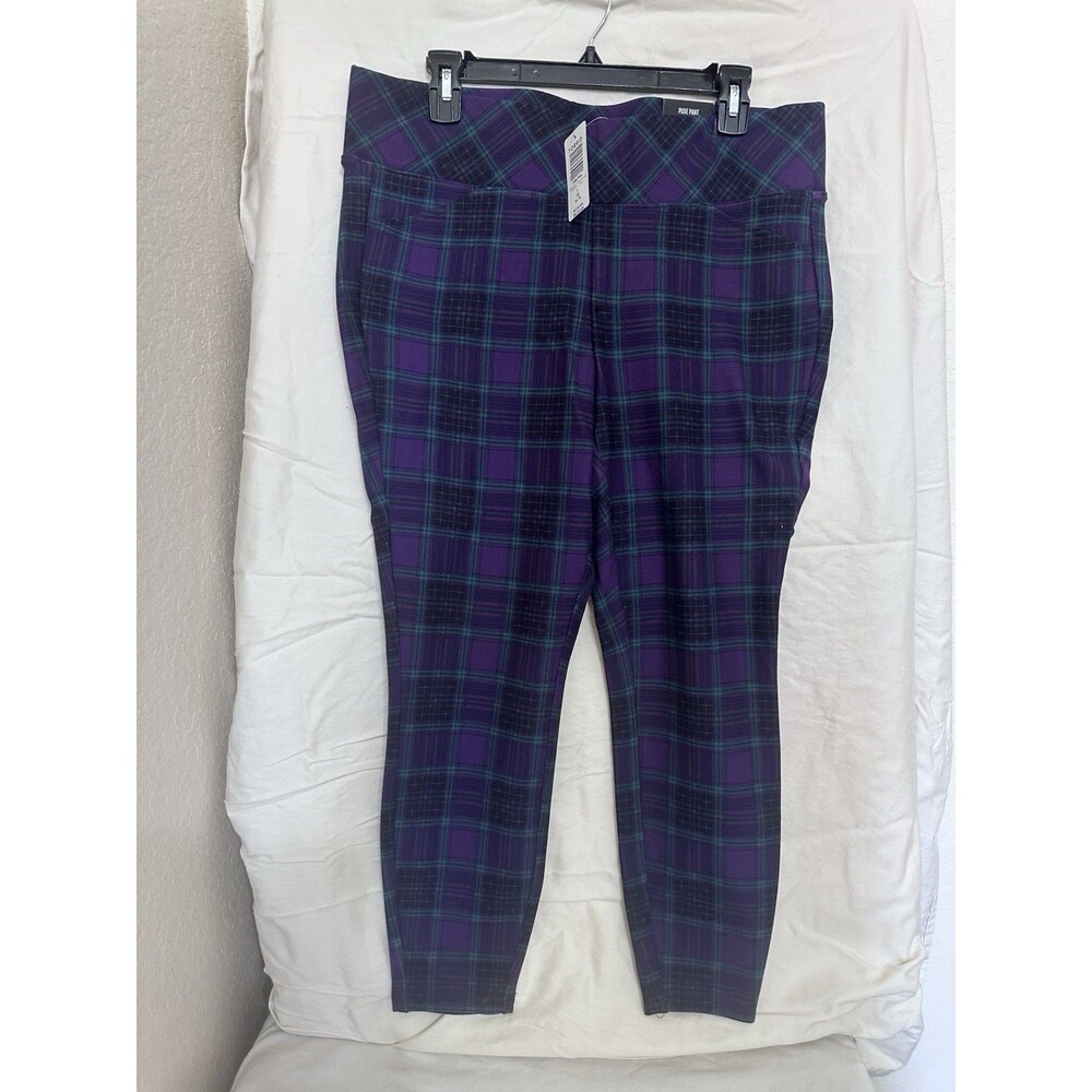 NWT Torrid Purple Plaid pixie ponte pant 14-16 stretch Concert Festival